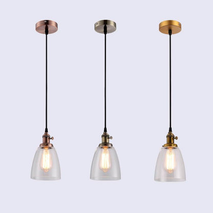 Industrial Retro Glass Bell Shade 1-Light Pendant Light