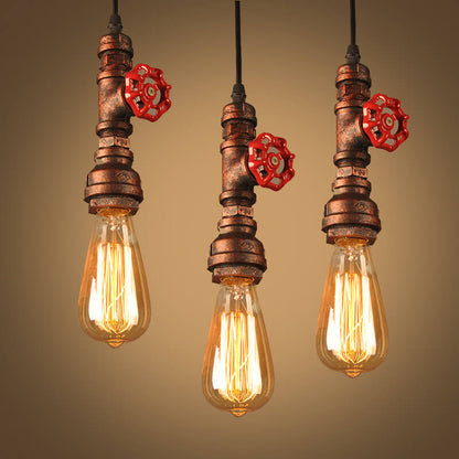 Industrial Retro Water Pipe Aged Metal 1-Light Pendant Light