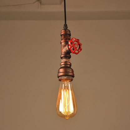 Industrial Retro Water Pipe Aged Metal 1-Light Pendant Light