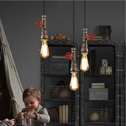 Industrial Retro Water Pipe Aged Metal 1-Light Pendant Light