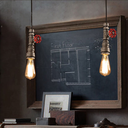 Industrial Retro Water Pipe Aged Metal 1-Light Pendant Light