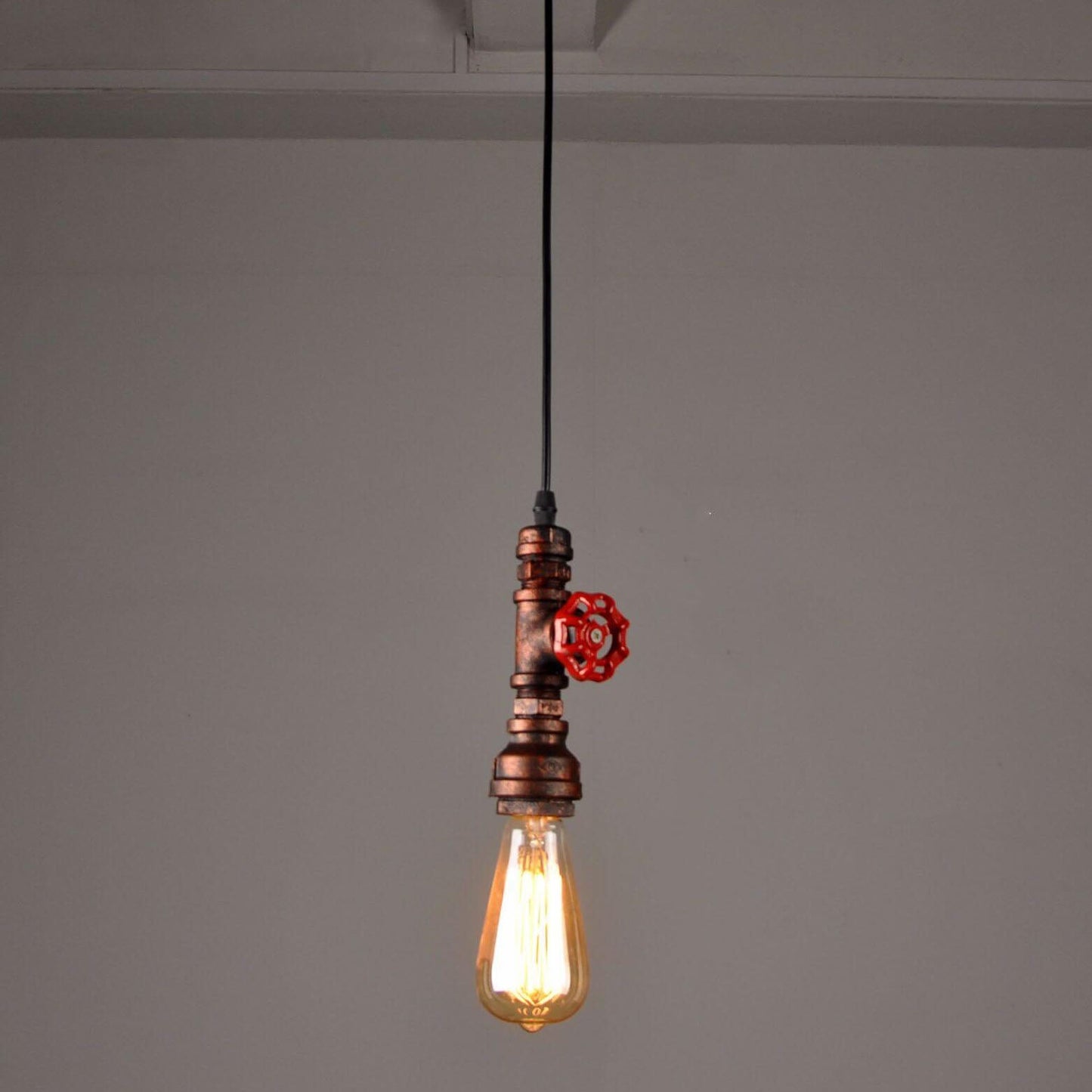 Industrial Retro Water Pipe Aged Metal 1-Light Pendant Light