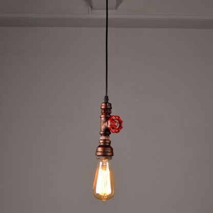 Industrial Retro Water Pipe Aged Metal 1-Light Pendant Light