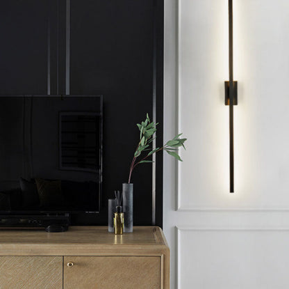 Nordic Minimalist Black Linear LED Mirror Front Light Wall Sconce Lamps