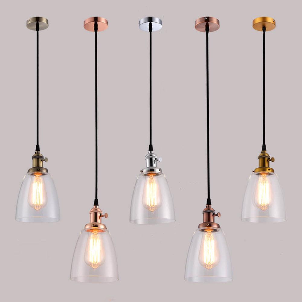 Industrial Retro Glass Bell Shade 1-Light Pendant Light