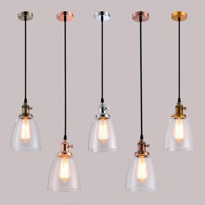 Industrial Retro Glass Bell Shade 1-Light Pendant Light