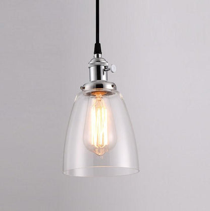 Industrial Retro Glass Bell Shade 1-Light Pendant Light