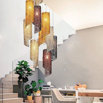 Modern Colorful  Aluminum Wire 1-Light Cylinder Spiral Pendant Light
