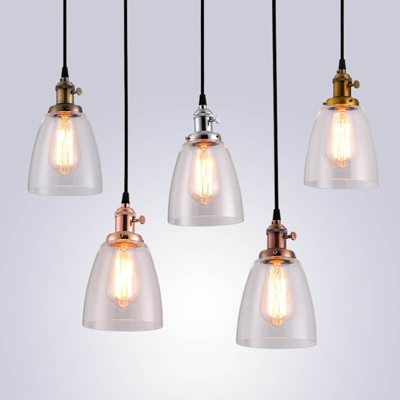 Industrial Retro Glass Bell Shade 1-Light Pendant Light