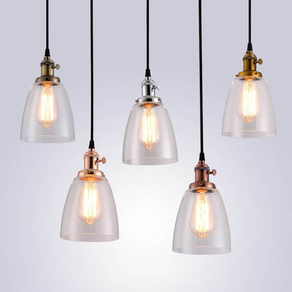 Industrial Retro Glass Bell Shade 1-Light Pendant Light