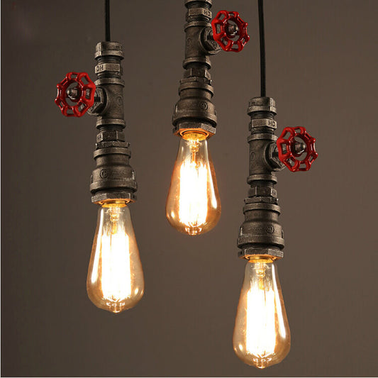 Industrial Retro Water Pipe Aged Metal 1-Light Pendant Light