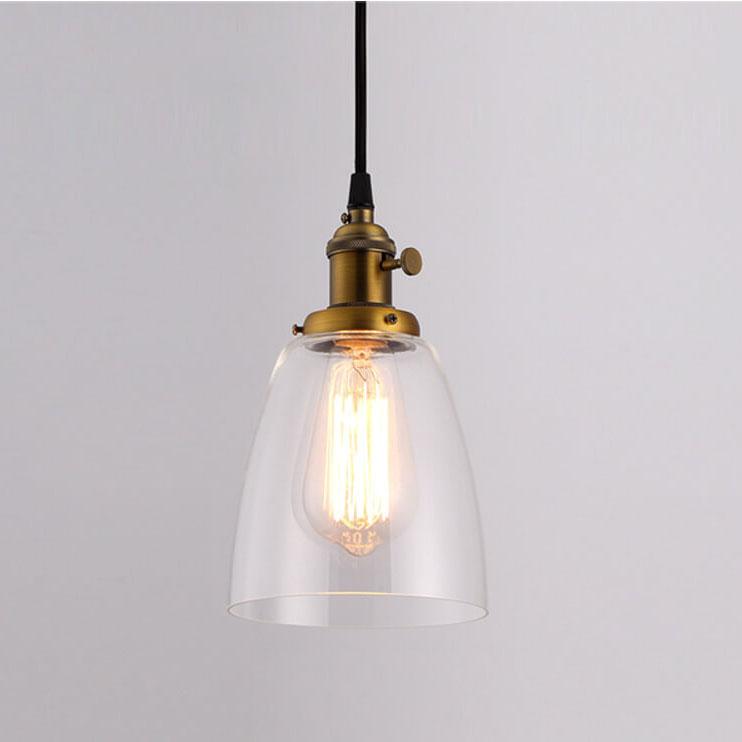 Industrial Retro Glass Bell Shade 1-Light Pendant Light