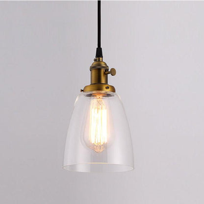 Industrial Retro Glass Bell Shade 1-Light Pendant Light