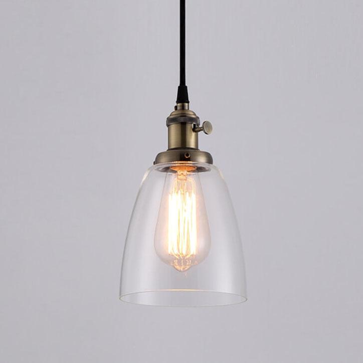 Industrial Retro Glass Bell Shade 1-Light Pendant Light