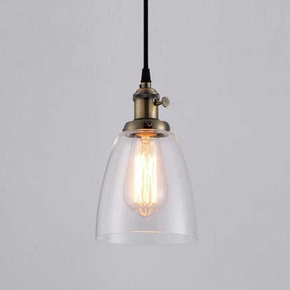 Industrial Retro Glass Bell Shade 1-Light Pendant Light