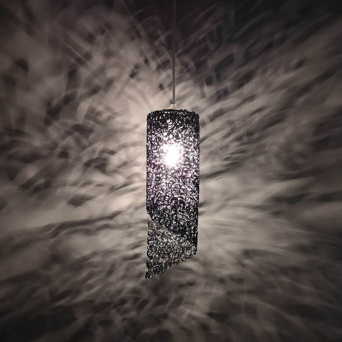 Modern Colorful  Aluminum Wire 1-Light Cylinder Spiral Pendant Light