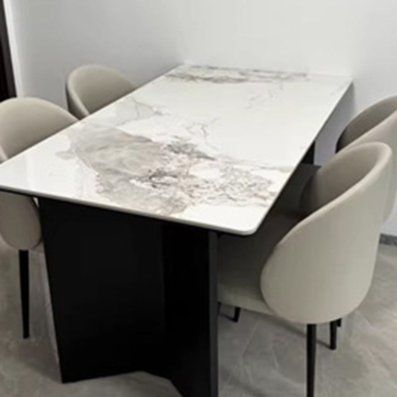 Modern Minimalist Microfiber Leather Wood Carbon Steel Sponge Square Elliptical Curved Dining Chair Backrest For Dining Room