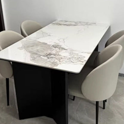 Modern Minimalist Microfiber Leather Wood Carbon Steel Sponge Square Elliptical Curved Dining Chair Backrest For Dining Room