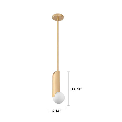 Simple Gold Metal Patchwork Glass Globe 1-Light LED Pendant Light