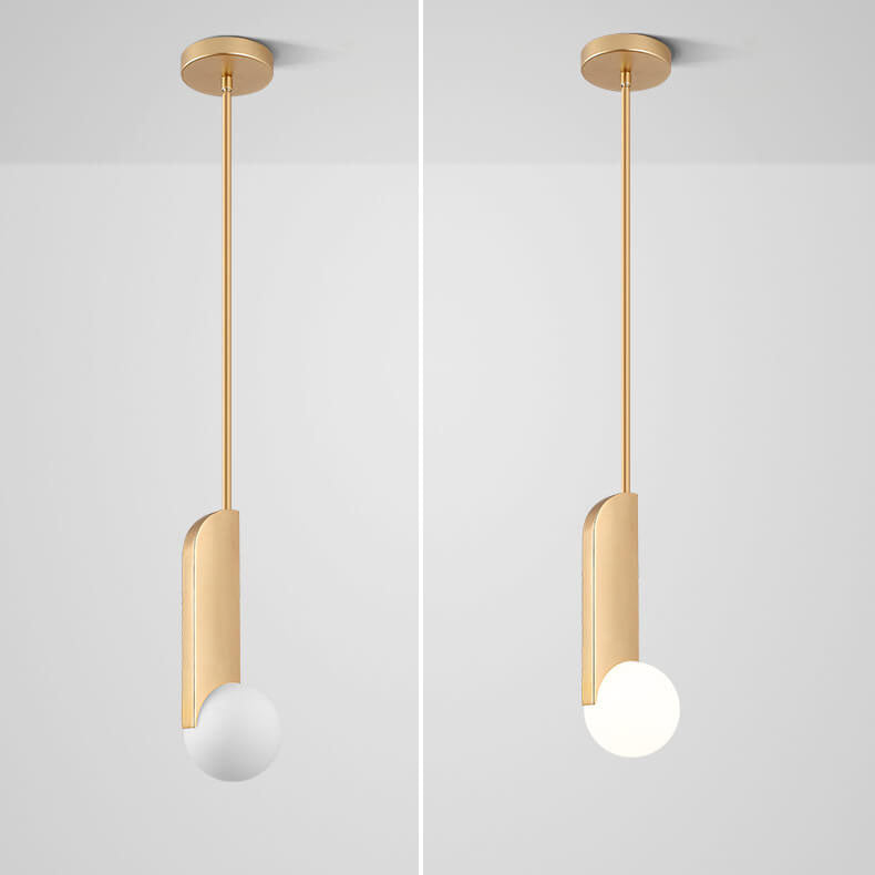 Simple Gold Metal Patchwork Glass Globe 1-Light LED Pendant Light
