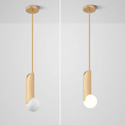 Simple Gold Metal Patchwork Glass Globe 1-Light LED Pendant Light