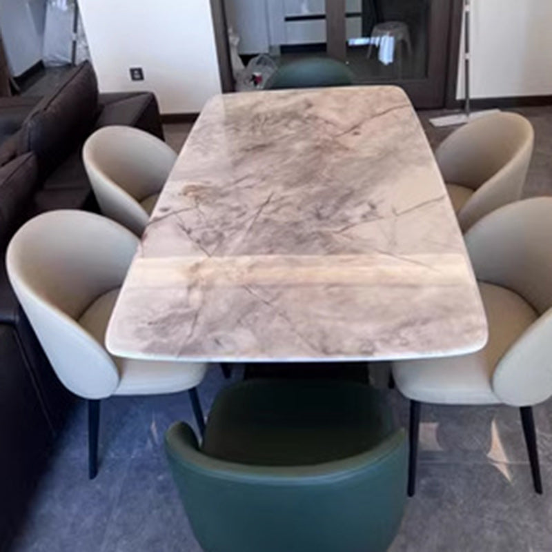 Modern Minimalist Microfiber Leather Wood Carbon Steel Sponge Square Elliptical Curved Dining Chair Backrest For Dining Room