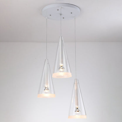 Minimalist Clear Glass Cone Shade 1/3 Light Pendant Light
