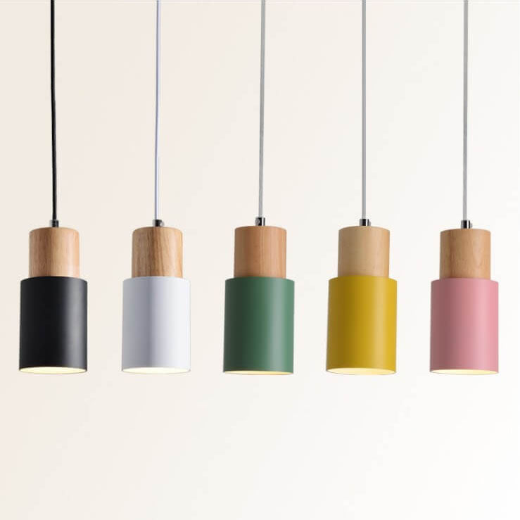 Nordic Macaron Cylinder Aluminum 1-Light Single LED Pendant Light