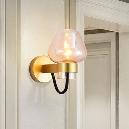 Simple Glass 1-Light Cup Shaped Armed Sconce Lamp