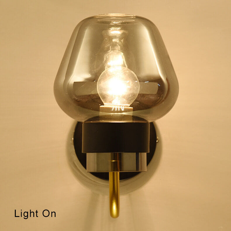 Simple Glass 1-Light Cup Shaped Armed Sconce Lamp