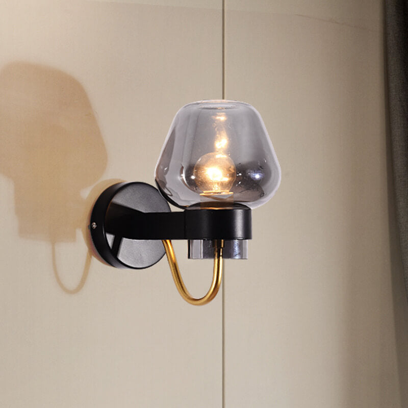 Simple Glass 1-Light Cup Shaped Armed Sconce Lamp