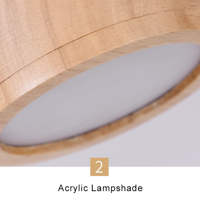 木製サークル 1灯 LED セミフラッシュマウント照明