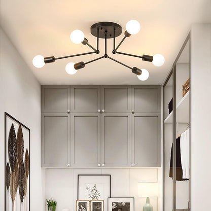 Industrial Concise Linear 6/8-Light Semi-Flush Mount Lighting