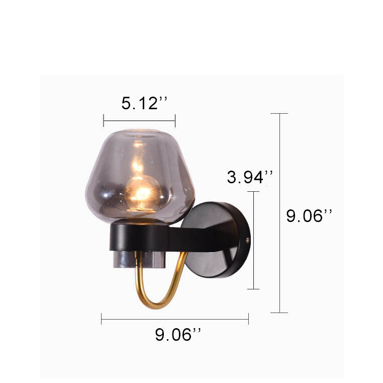 Simple Glass 1-Light Cup Shaped Armed Sconce Lamp