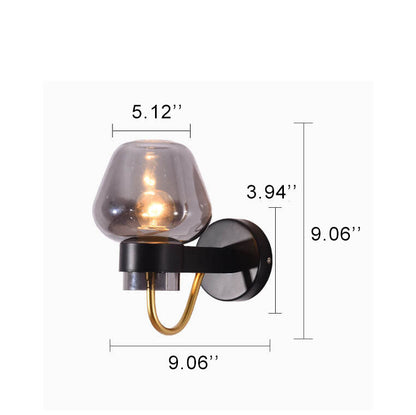 Simple Glass 1-Light Cup Shaped Armed Sconce Lamp