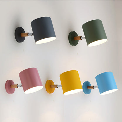 Nordic Macaron Cylinder Rotatable 1-Light Wall Sconce Lamps