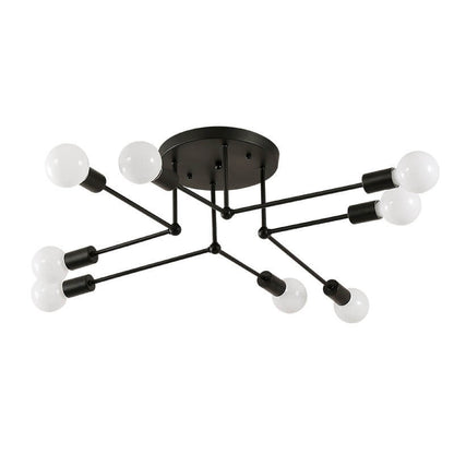 Industrial Concise Linear 6/8-Light Semi-Flush Mount Lighting