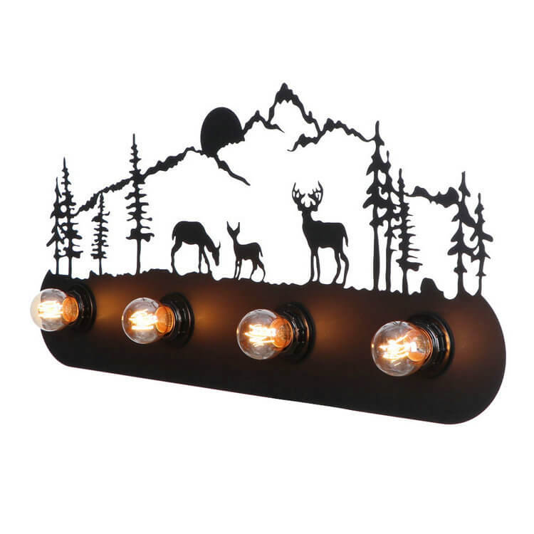 مصباح حائط إبداعي من الحديد المطاوع بأربعة مصابيح 