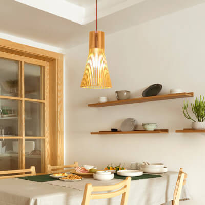 Modern Wooden 1-Light Japanese Pendant Light