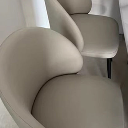Modern Minimalist Microfiber Leather Wood Carbon Steel Sponge Square Elliptical Curved Dining Chair Backrest For Dining Room