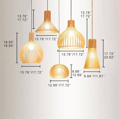 Modern Wooden 1-Light Japanese Pendant Light