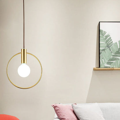 Modern Electroplated Copper Ring 1-Light Pendant Light