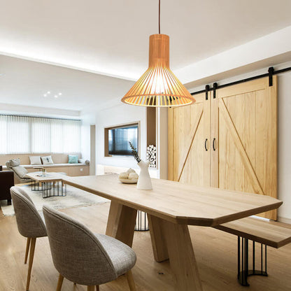 Modern Wooden 1-Light Japanese Pendant Light