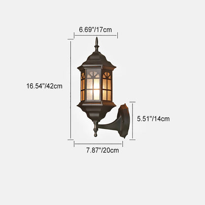 Traditional European Aluminum Alloy Castle Design Glass 1-Light Waterproof Wall Sconce Lamp For Outdoor Patio