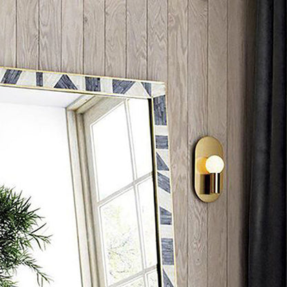 Contemporary Nordic Brass Oval Ball 1-Light Wall Sconce Lamp For Bedroom