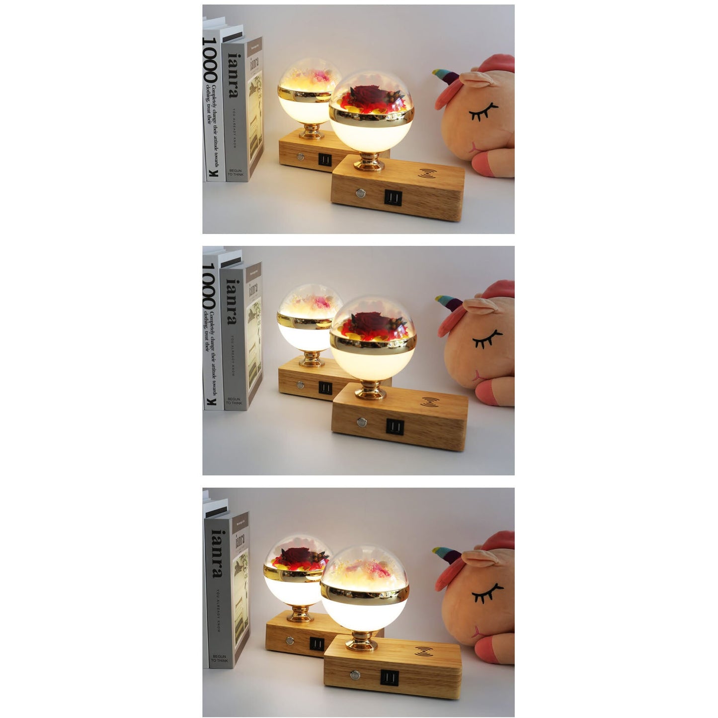 Creative Permanent Flower Night Light Smart Bluetooth Speaker LED Wireless Rechargeable Table Lamp