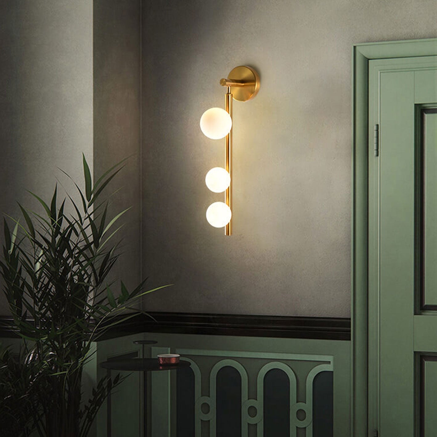 Light Luxury Creative Bead String Design 3-Light Wall Sconce Lamp