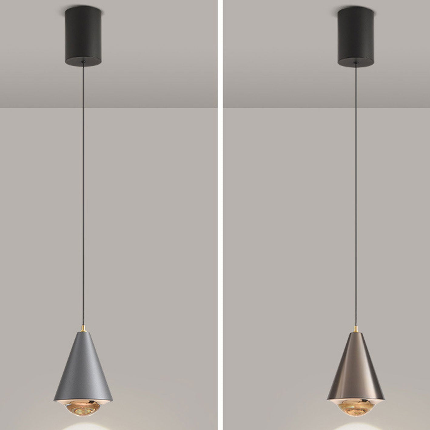 Modern Minimalist Solid Color Free Lift Conical 1-Light Pendant Light