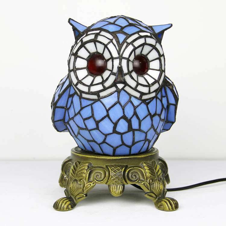 Vintage Tiffany Cartoon Parrot Resin Stained Glass 1-Light Table Lamp