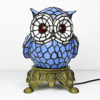 Vintage Tiffany Cartoon Parrot Resin Stained Glass 1-Light Table Lamp